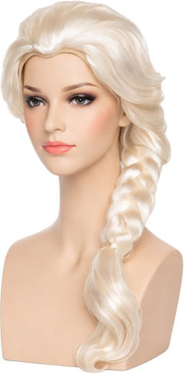 Карнавална Перука Frozen Elsa Платинена Плитка 160g