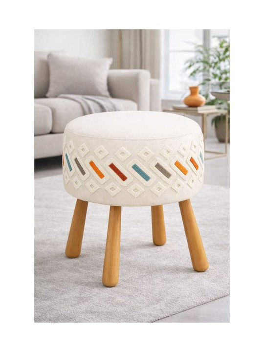 Living Room Wooden Beige Stool 40x60x58cm