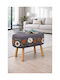 Living Room Wooden Gray Stool 40x60x58cm