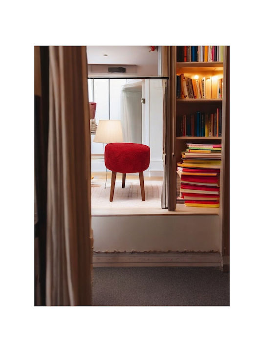 Living Room Wooden Red Stool 38x45x45cm