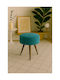 Wooden Turquoise Footstool 38x45x38cm