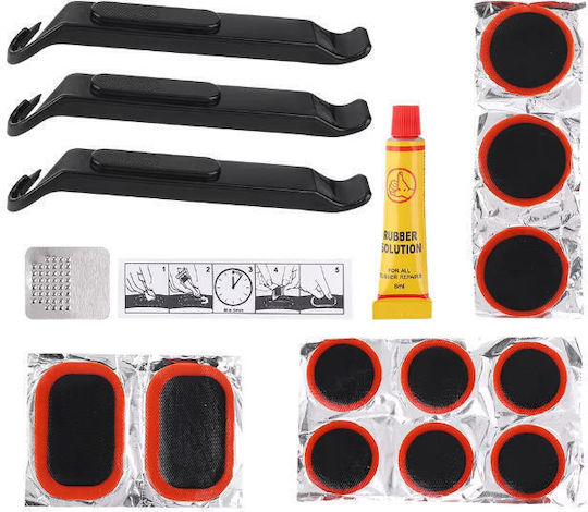 Kit De Reparare A Anvelopelor De Bicicletă Plasturi Adeziv Și Leviere 13 Bucăți