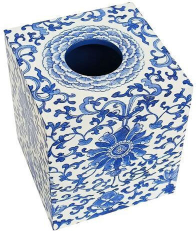 Caspari Caspari Hölzernes Blaues Tissue-Halter 12,7x14,6cm Caspari Caspari Hölzernes Blaues Tissue-Halter 12,7x14,6cm