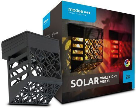 Modee Lighting Set 2 Wandmontierte Solarleuchten Straße Warmweiß mit Fotowiderstand IP44 5cm
