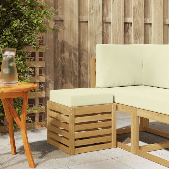 Wooden Garden Stool with Cushion White 43x43x45cm