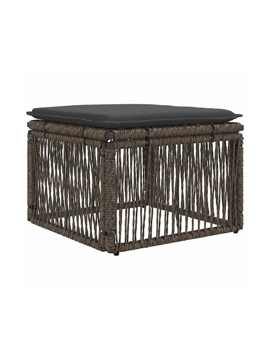 Garden Stool Cube for Outdoor Rattan with Grey Cushion
