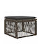 Garden Stool Cube for Outdoor Rattan with Grey Cushion