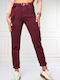 Pantaloni Dama Tesatura High Rise Fit Mama Burgundy
