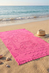 SteweHome Cotton Pink Beach Towel