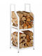 Relaxdays Raft Metalic De Depozitare Lemne 81.5x30.5x34.5cm Alb