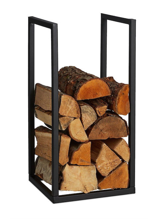 Relaxdays Coș Metalic De Depozitare Lemne 60x30x30cm Negru