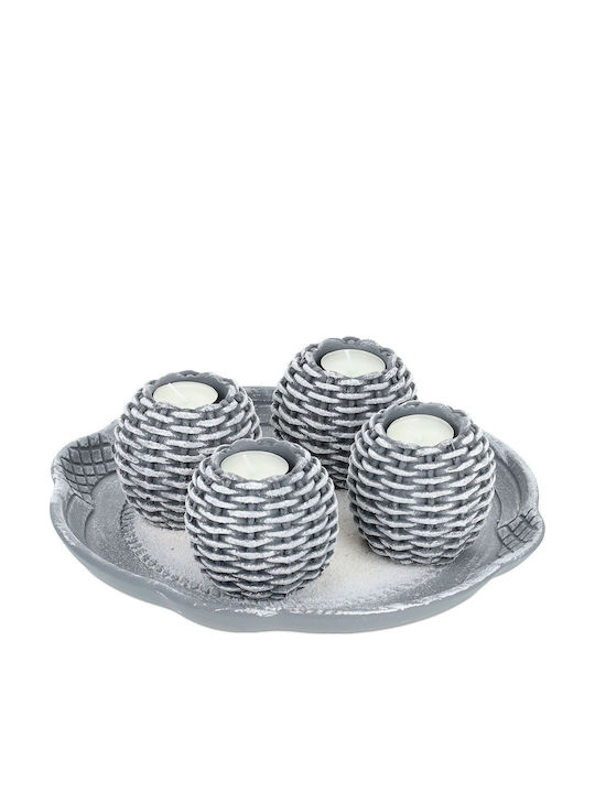 Relaxdays Set Suporturi Lumanări Pentru Suporturi De Lumânări Gri 8x27.5cm 4 Bucăți