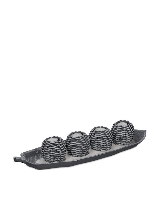 Relaxdays Set Suporturi Lumanări Pentru Suporturi De Lumânări Gri 8x16.5x48.5cm 4 Bucăți