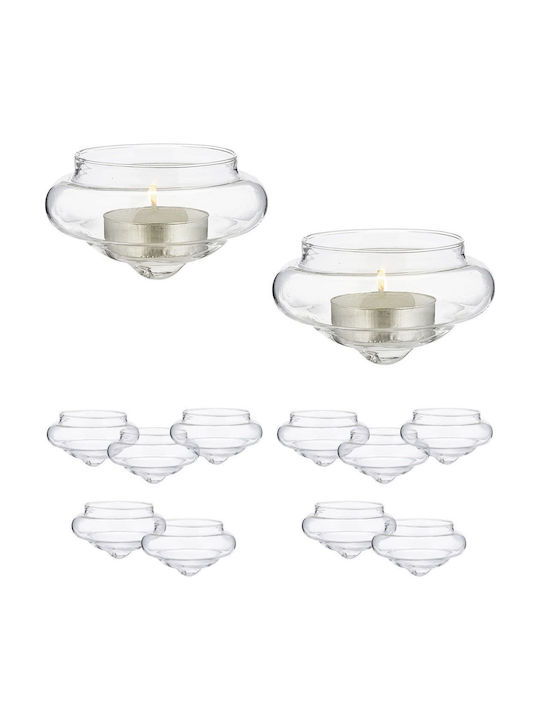 Relaxdays Set Suporturi Lumanari Din Sticlă Pentru Suporturi De Lumânări În Culoare Transparentă 4.5x8cm 12 Bucăți