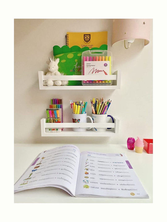 Kids Wall Mount Shelf White 43x8x8cm