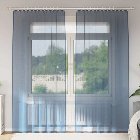 vidaXL Комплект Пердета И Завеси С Презрамки Voile Син Роял 140x225см