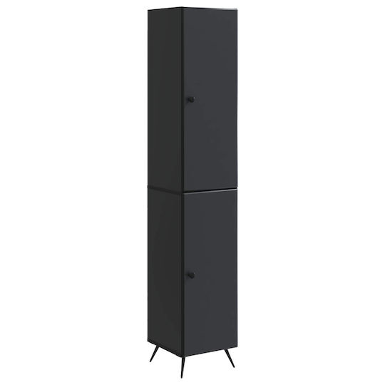 vidaXL Badezimmer-Säulenschrank Wandhängeschrank M33xB34.5xH90cm Schwarze