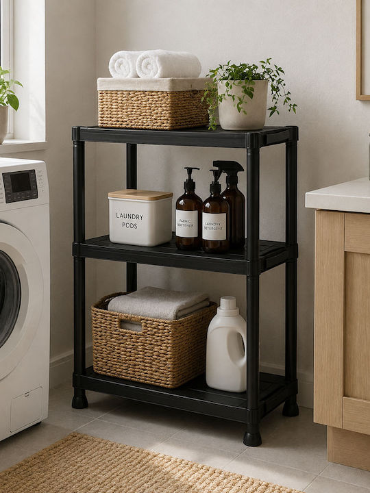 Ankor Επιδαπέδια Ραφιέρα Μπάνιου Πλαστική 60x30x91cm Μαύρη