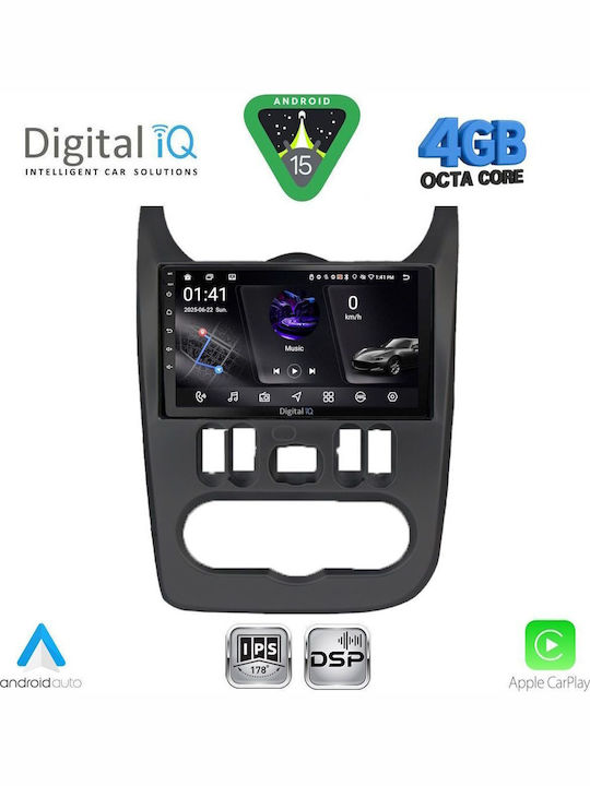 Digital IQ Car Audio System for Renault Logan Dacia Duster Logan Sandero 2006-2012 Bluetooth USB WiFi GPS Apple CarPlay Android Auto with 9" Touch Screen