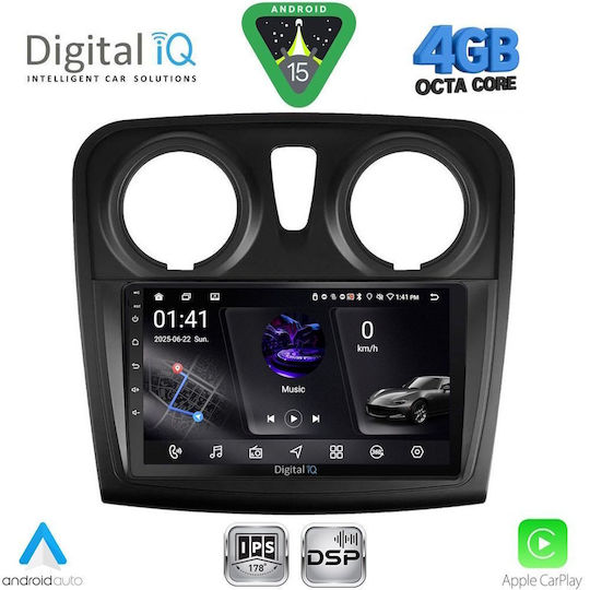Digital IQ Car Audio System for Dacia Logan / Sandero 2012-2019 (Bluetooth/USB/WiFi/GPS/Apple CarPlay/Android Auto) with 9" Touch Screen