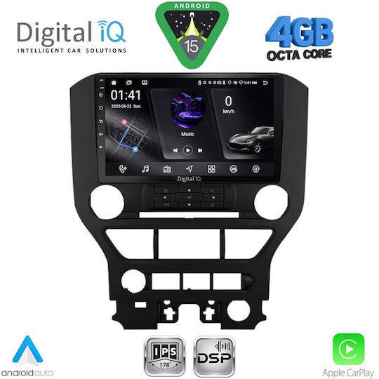 Digital IQ Car Audio System for Ford Mustang 2015-2020 (Bluetooth/USB/WiFi/GPS/Apple CarPlay/Android Auto) with 9" Touch Screen