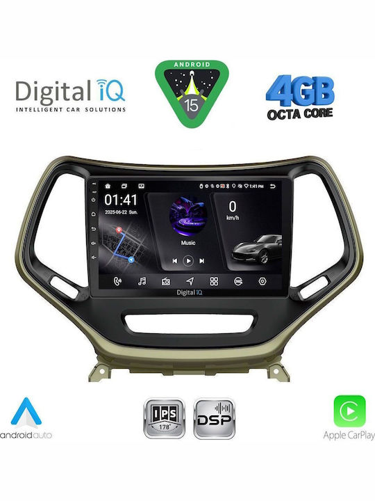 Digital IQ Car Audio System for Jeep Cherokee 2014 Bluetooth USB WiFi GPS Apple CarPlay Android Auto with 10" Touch Screen