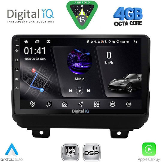 Digital IQ Car Audio System for Jeep Wrangler 2018 (Bluetooth/USB/WiFi/GPS/Apple CarPlay/Android Auto) with 9" Touch Screen