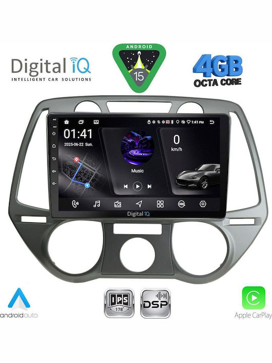 Digital IQ Car Audio System for Hyundai i20 2008-2012 with A/C Bluetooth USB WiFi GPS Apple CarPlay Android Auto with 9" Touch Screen