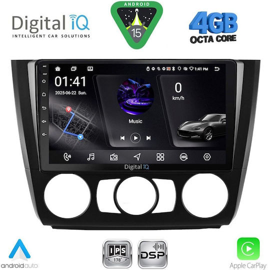 Digital IQ Car Audio System for BMW Series 1 2004-2013 with A/C Bluetooth USB WiFi GPS Apple CarPlay Android Auto with 9" Touch Screen