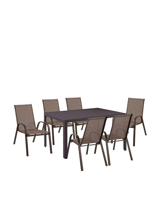 Garten- und Outdoor-Möbelsets Typsatz Speisesaal 7 Stücke Braun