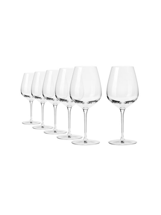 Krosno Set Glasses for White and Red Wine from Crystal in Red Color Goblets 670ml