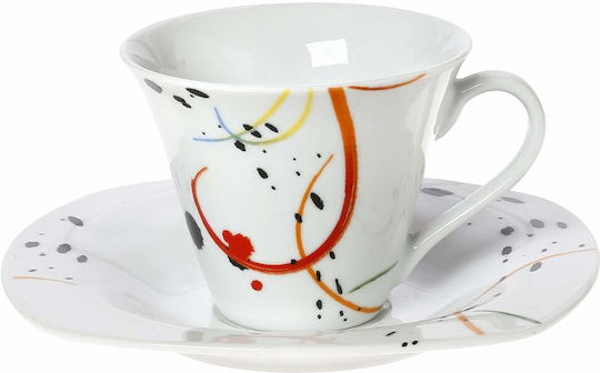 Cryspo Trio Granada Set Of White Porcelain Tea Cups 6 Pieces