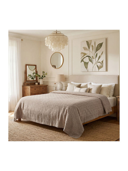 Adam Home Matlasse Romvia Pique Blanket Single 170x270cm Beige