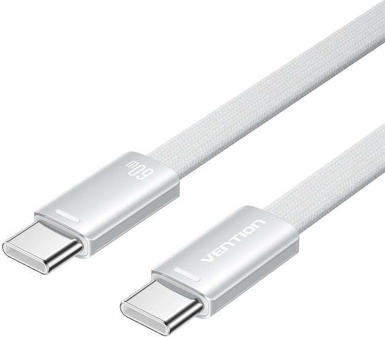 Vention Flat Braided USB 2.0 Cable USB-C Male - USB-C 60W PD Gray 1m