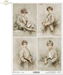 Reispapier Decoupage A4 Vintage Jungen