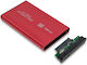 External Hard Drive Case for SATA III with SATA Connection in Red Colour