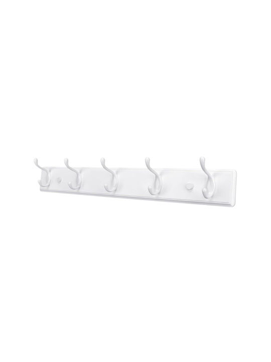 Uncle George Wall Hanger Bamboo 5 Hooks White 61x9x8cm