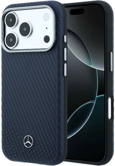 Mercedes-Benz Wood Back Cover Δερμάτινο / Πλαστικό Navy Μπλε (iPhone 17 Pro)