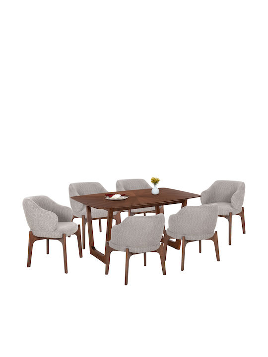 Esszimmermöbel-Set Abai mit 6 Stücken 180x90cm
