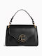 Leder Damen Schultertasche Schwarz