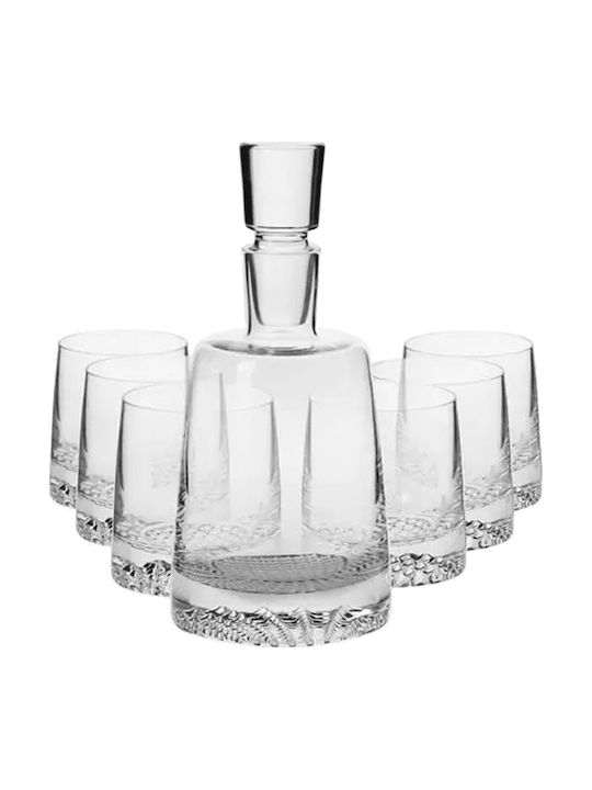 Krosno Crystal Whiskey Serving Decanter with Stopper and Transparent Glasses 950ml 7 Pieces