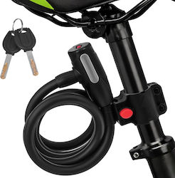 Fahrradschloss mit Schlüssel Zola 150 cm Spiral Kabel 12 mm Dicke PVC-Beschichtung UV-beständig IPX5 Schwarz