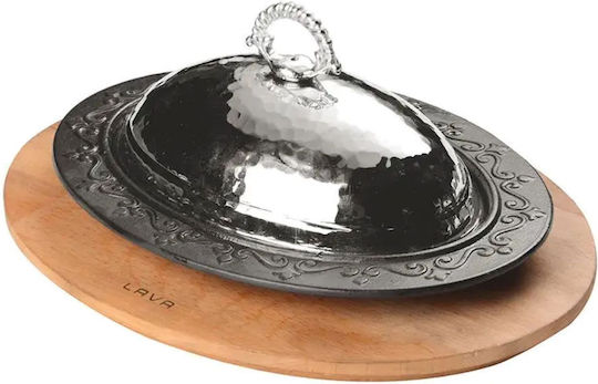 Lava Piatelă De Servire Ovală Din Lemn Argintiu 28x20cm