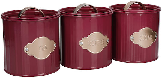 Kitchen Craft Set 3Stücke Lebensmittelgläser & Behälter für Tee Kaffee Zucker mit Deckel Metallisch Braun 1000ml