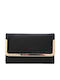 Gallantry Women Compact Wallet Flap Design Model Chic Metallic Detail Decoration Black Gold
