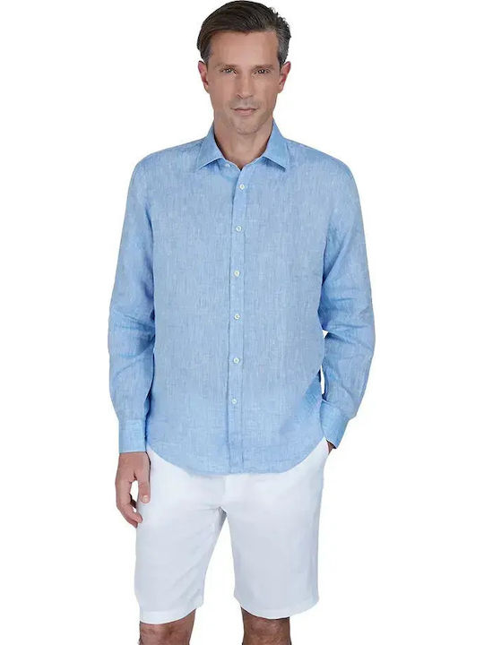 Long Sleeve Linen Shirt Royal Blue