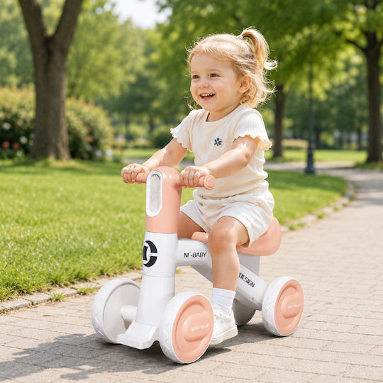 Kids Tricycle Ride-On Balance Bike with 4 Wheels & Ergonomic Pink Seat