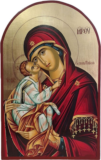 Rice Paper Decoupage Arched A3 Panagia Glykofilousa Saint Icons