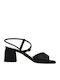 Sandale Elegante Damă Din Material Negru 1568+negru Satin