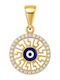 Prince Silvero Charm Φυλαχτό Ματάκι από Χρυσό 9Κ με Ζιργκόν Μπλε